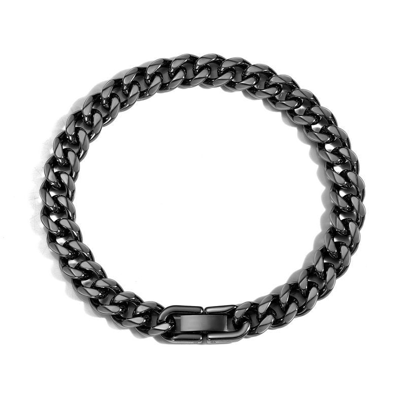 Stainless steel bracelet Cuban chain three color combination can be stacked or worn separately