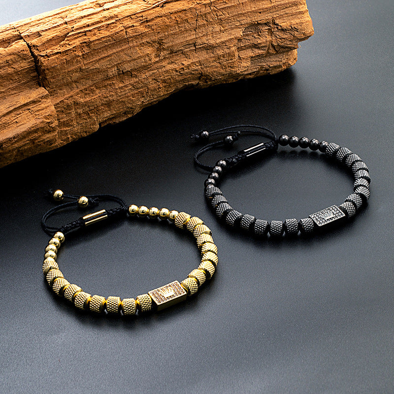 Crown Stainless Steel Bracelet Three Layered Wearing