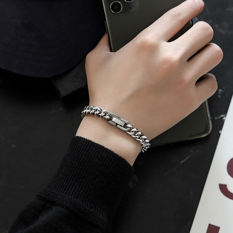 Stainless steel bracelet Cuban chain three color combination can be stacked or worn separately