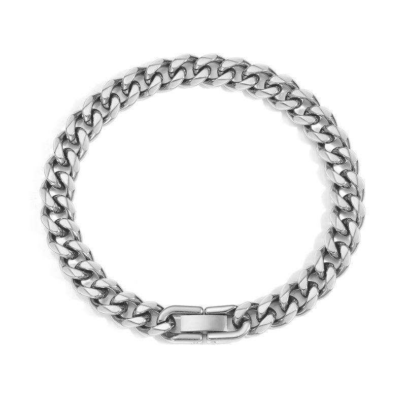 Stainless steel bracelet Cuban chain three color combination can be stacked or worn separately