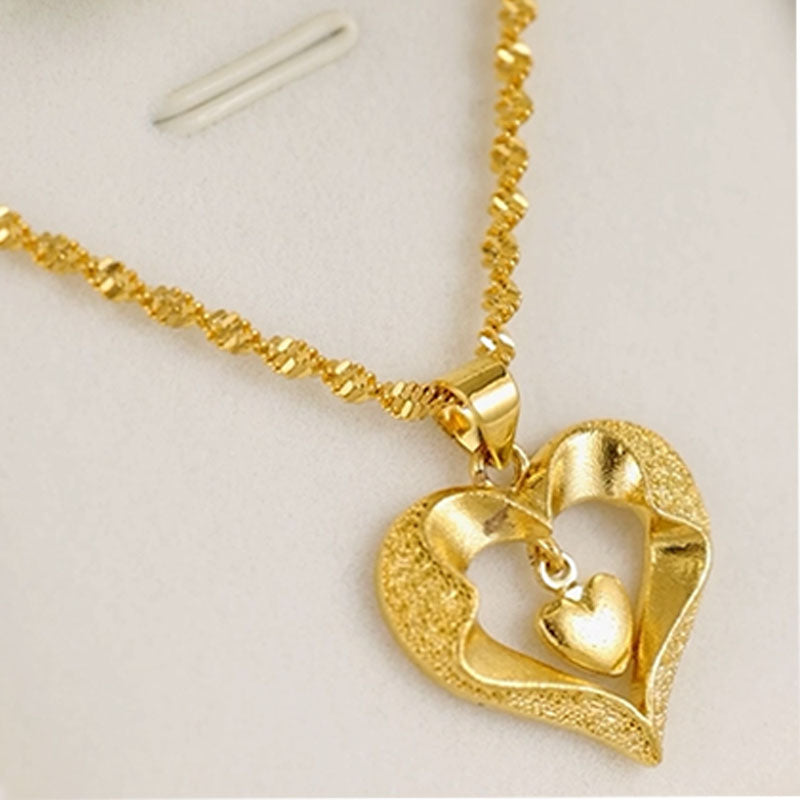 Heart-shaped gold-plated necklace