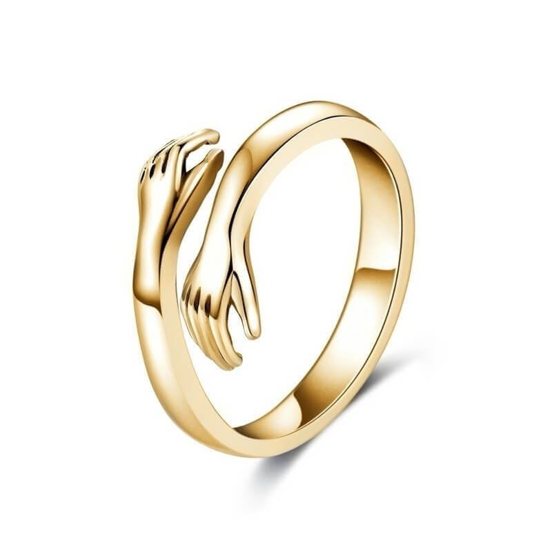 Hug ring, gold and silver combination