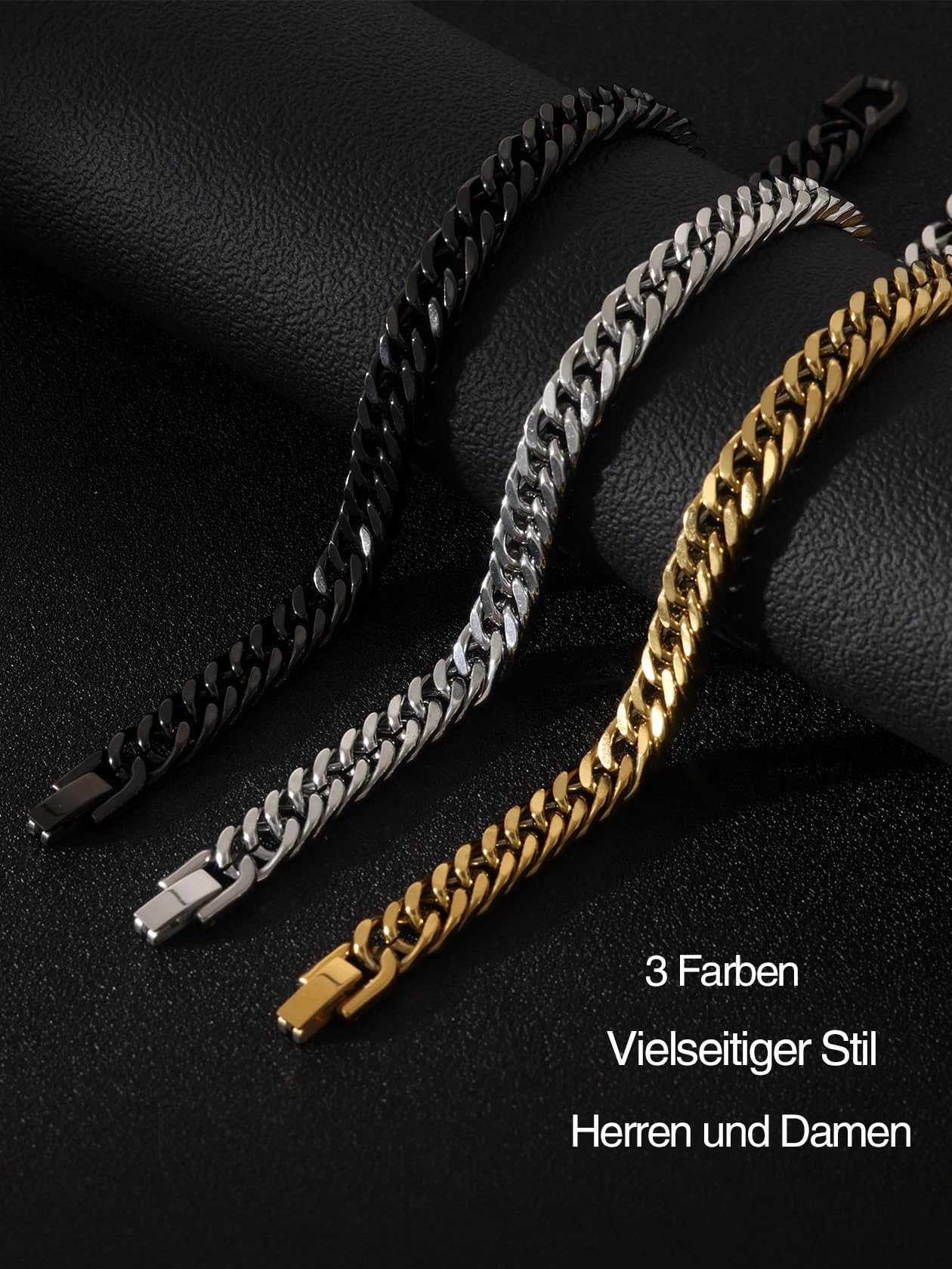 Double-clasp, four-sided polished bracelet, 8mm wide